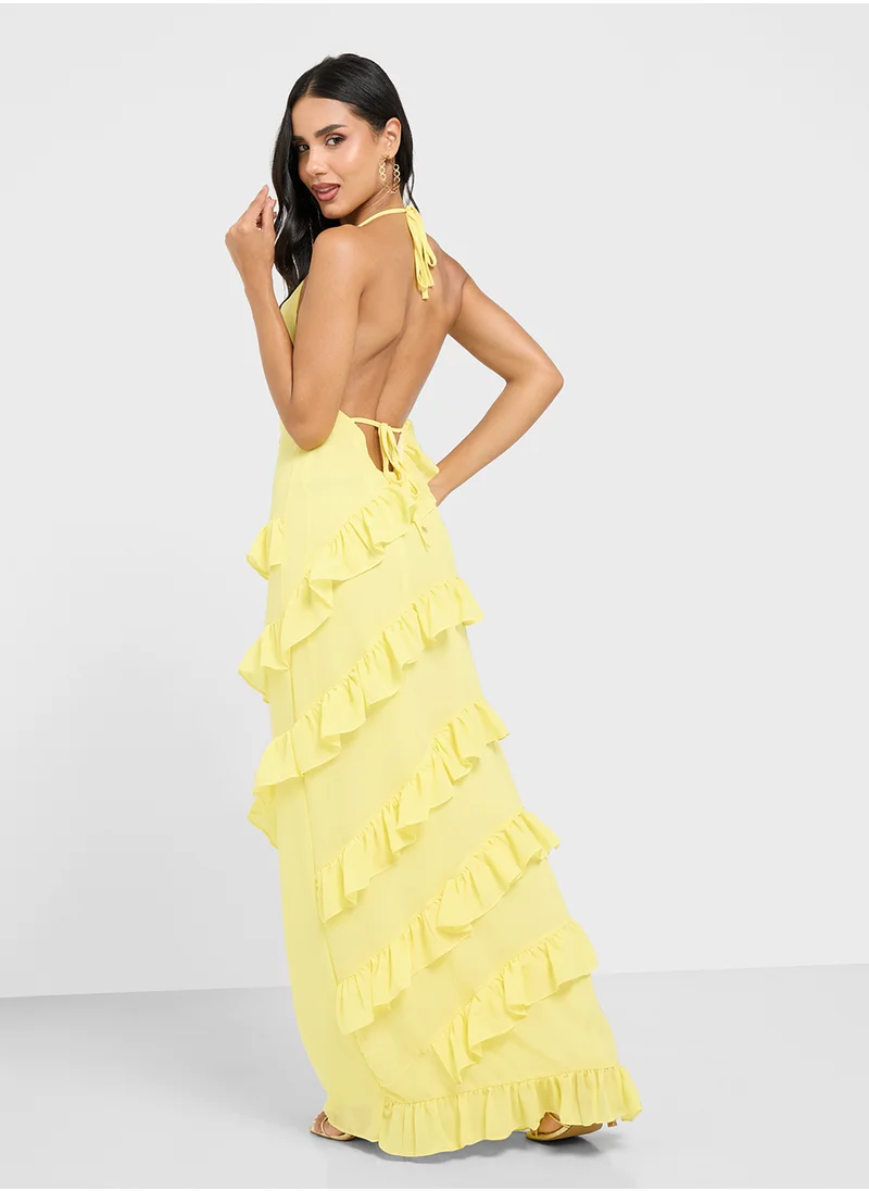 جينجر Strappy Frill Detail Maxi Dress