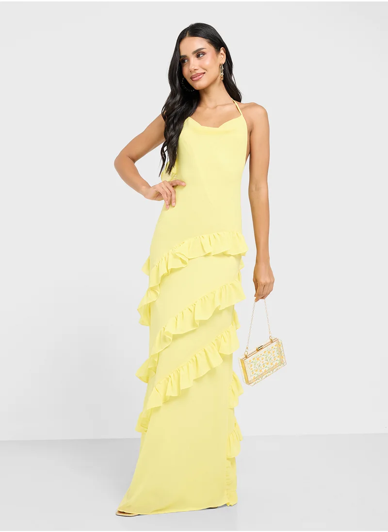 جينجر Strappy Frill Detail Maxi Dress
