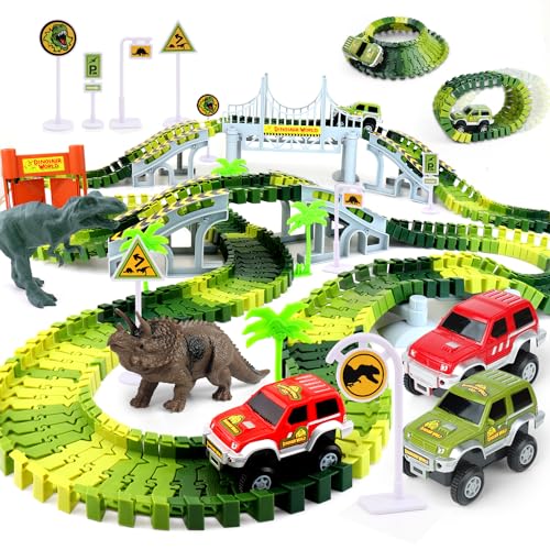 AUUGUU Dinosaur Toys  Create A Dino World with Flexible Race Track Birthday Gift for Kids Ages 3 Toys for 3 4 5 Year Old Boys - Image 1