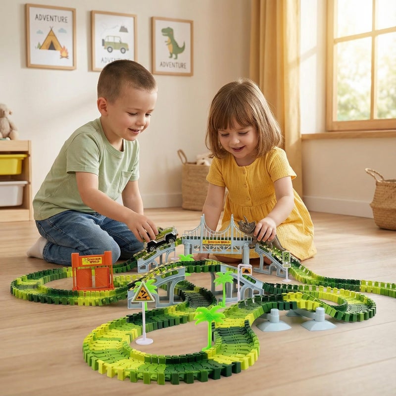 AUUGUU Dinosaur Toys  Create A Dino World with Flexible Race Track Birthday Gift for Kids Ages 3 Toys for 3 4 5 Year Old Boys - Image 3