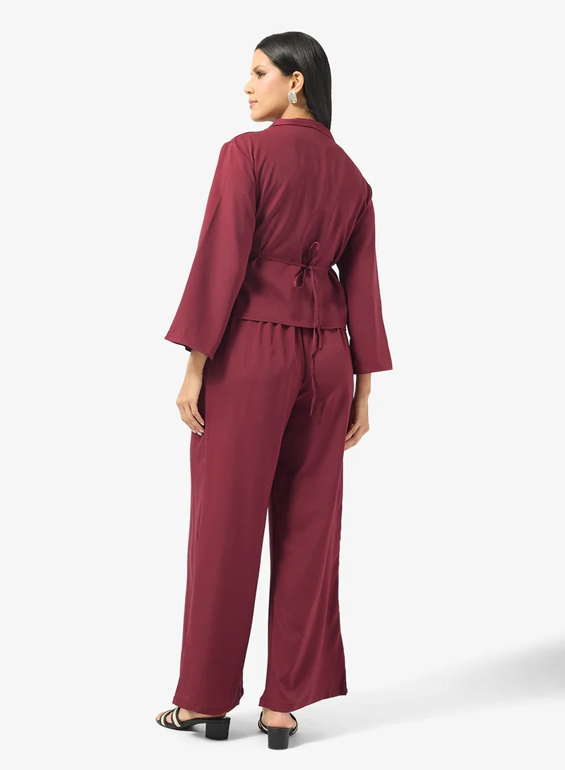 Khizana Longline Top With Side Tie Up & Pant Set