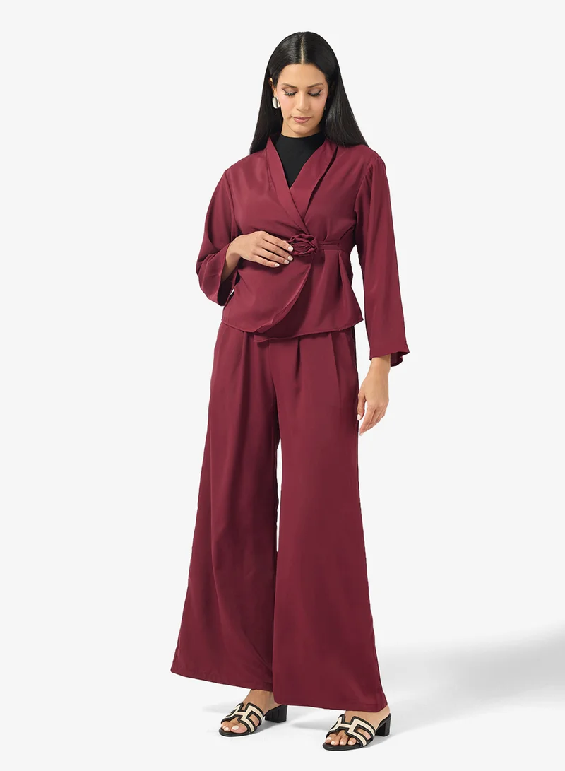 Khizana  Longline Top With Side Tie Up & Pant Set for Women | Best Price UAE