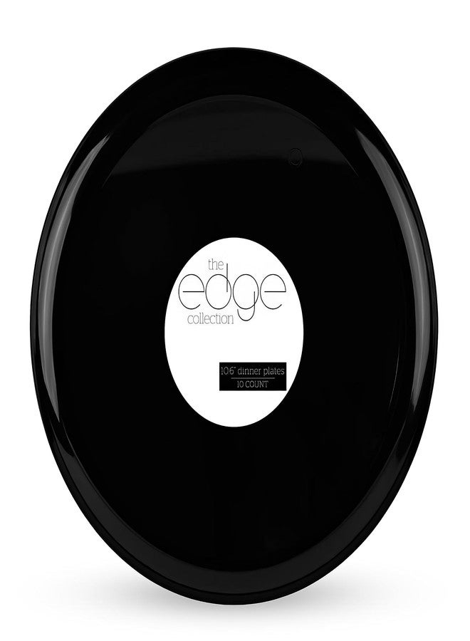 Blue Sky Edge Black Disposable Plastic Plates 10.6" Round (10 Count) - Elegant and Sturdy Tableware for Events and Parties - Image 3