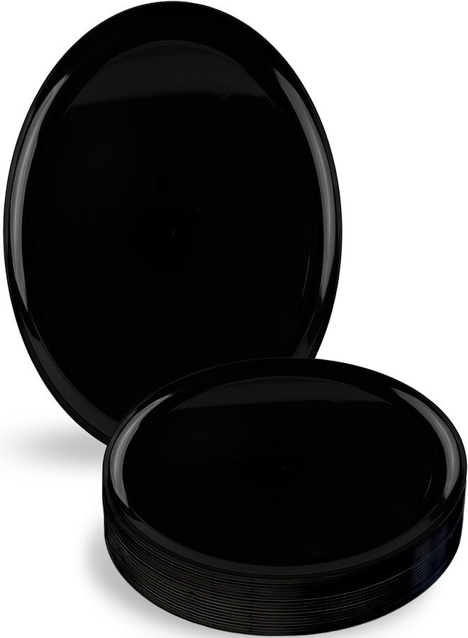 Blue Sky Edge Black Disposable Plastic Plates 10.6" Round (10 Count) - Elegant and Sturdy Tableware for Events and Parties - Image 1