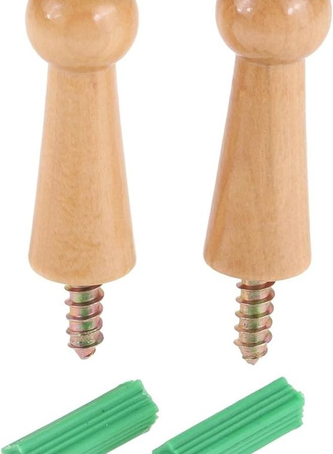 Wooden Shaker Pegs 30Pcs Wall Hooks 50x18mm Screw Components For Storage Shelves - Image 2