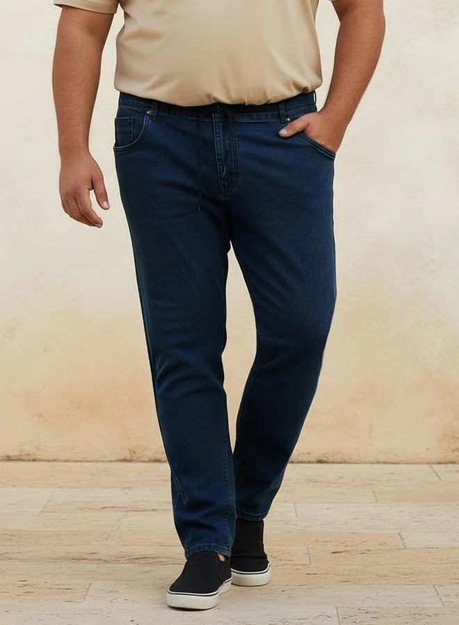 Maxim Men Regular Fit Flexi Waist Drawstring Detail Jeans