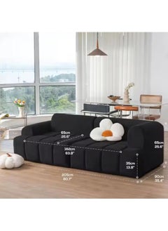 Poppins Home Modern Comfort: Minimalist Soft Fabric Sofa for Living Space (Black)  - Image 2