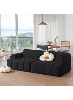 Poppins Home Modern Comfort: Minimalist Soft Fabric Sofa for Living Space (Black)  - Image 1