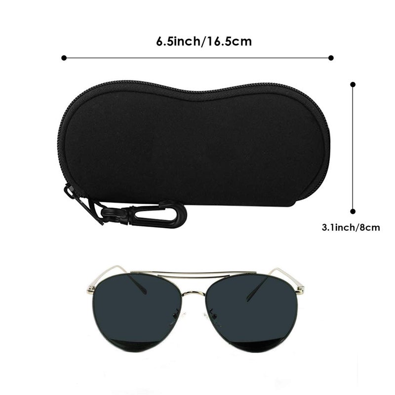 MoKo Eyeglass Soft Case, Zippered Neoprene Sunglasses Pouch with Clip for Men Women - Black - Image 5