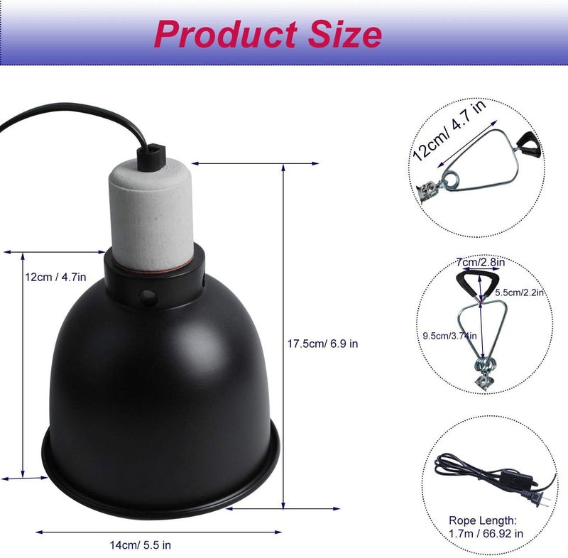 Swess مصباح تسخين الزواحف UVA UVB مع حامل ضوء مضاد للسخونة للزواحف والسحالي والسلاحف والثعابين وحوض السمك، يتضمن 2 لمبة حرارة 110 فولت 25 واط - Image 3