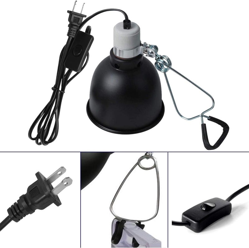 Swess مصباح تسخين الزواحف UVA UVB مع حامل ضوء مضاد للسخونة للزواحف والسحالي والسلاحف والثعابين وحوض السمك، يتضمن 2 لمبة حرارة 110 فولت 25 واط - Image 2