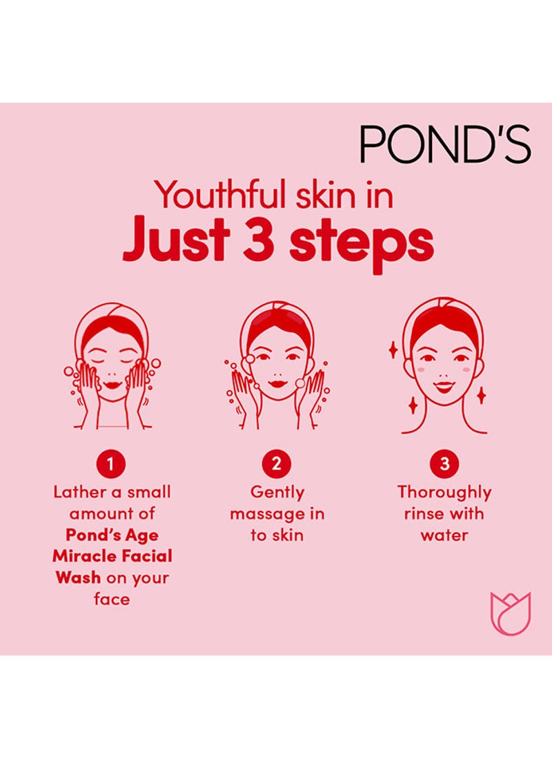 PONDS - Age Miracle Face Wash With Collagen Vitamin B3 And 10% Retinol C Youthful Glow 24 Hour Wrinkle Correcting Glow 100g - Image 1
