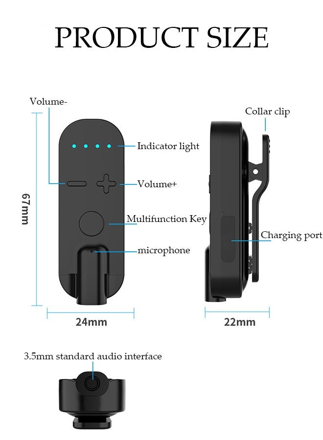 DUNISO Clip On Bluetooth Earphones Bluetooth Headphones Collar Clip Wireless Headsets LED Battery Display Active Noise Reduction Fast Charger Earpiece v5.2 with Microphone Handsfree for Cell Phone - Image 4