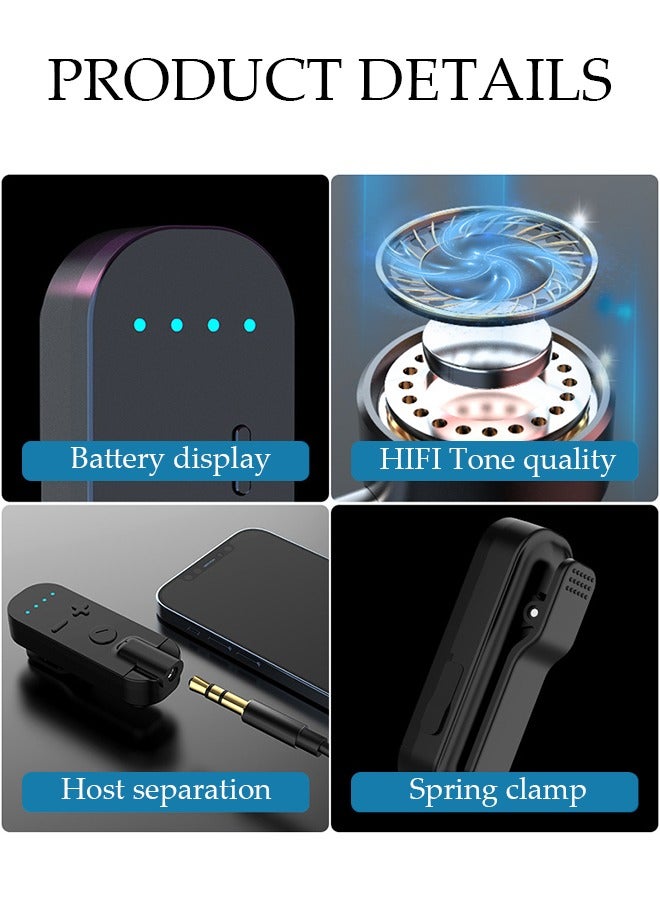DUNISO Clip On Bluetooth Earphones Bluetooth Headphones Collar Clip Wireless Headsets LED Battery Display Active Noise Reduction Fast Charger Earpiece v5.2 with Microphone Handsfree for Cell Phone - Image 3