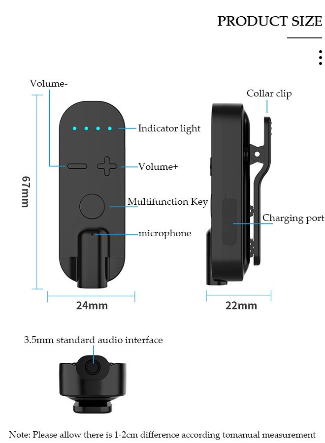 DUNISO مشبك على سماعات بلوتوث، سماعات رأس بلوتوث بمشبك طوق، سماعات رأس لاسلكية، شاشة LED للبطارية، تقليل الضوضاء النشطة، شاحن سريع، سماعة أذن v5.2 مع ميكروفون غير يدوي للهاتف الخلوي - Image 4