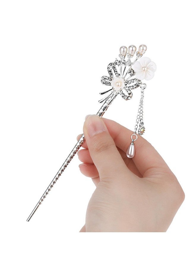 Waydress 3 Pieces Chinese Hair Stick Japanese Hairpin Hair Chopsticks For Women Pearl Rhinestone Flower Hair Accessories Vintage Tassel Handmade Chignon Jewelry For Girls (Traditional Style)  - Image 5