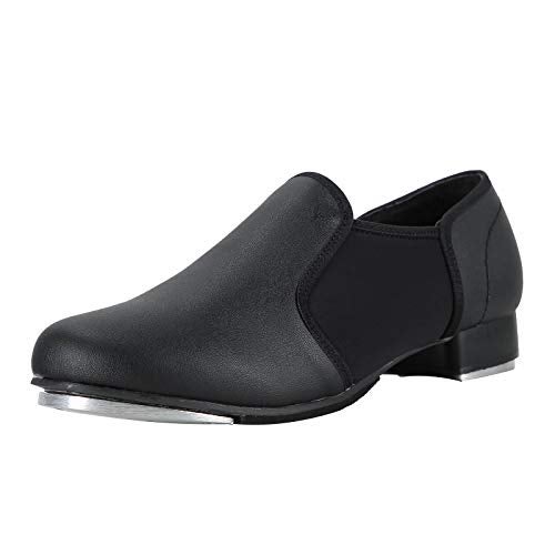 Linodes Unisex PU Leather Slip On Tap Shoe Dance Shoes for Women and Men's Dance Shoes-Black-10M - Image 1