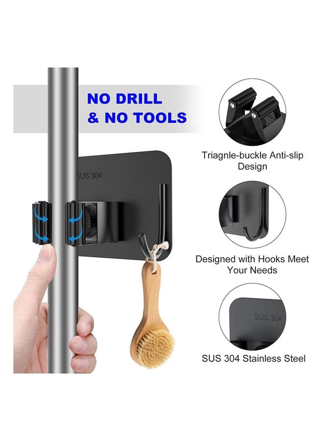 HOMESTAR Mop Holder Pack of 4 for Kitchen Home Garage and Laundry with Wall Mount Multipurpose Broom Organizer - Image 2