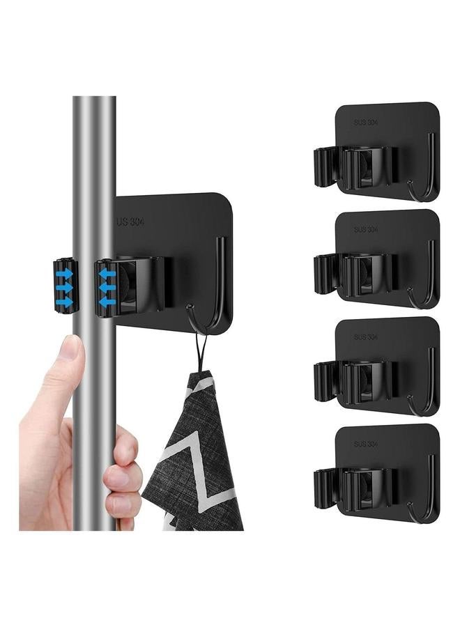HOMESTAR Mop Holder Pack of 4 for Kitchen Home Garage and Laundry with Wall Mount Multipurpose Broom Organizer - Image 1