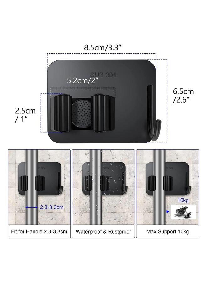 HOMESTAR Mop Holder Pack of 4 for Kitchen Home Garage and Laundry with Wall Mount Multipurpose Broom Organizer - Image 4