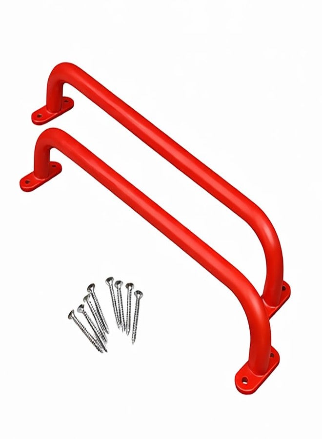 REZNOR 19 inch Long Metal Playground Safety Handle Monkey Bars for Kids Backyard, Playset Handle Accessories for Playhouse, Jungle Gym for Indoor Outdoor Playground-Red, Pack of 2 - Image 1