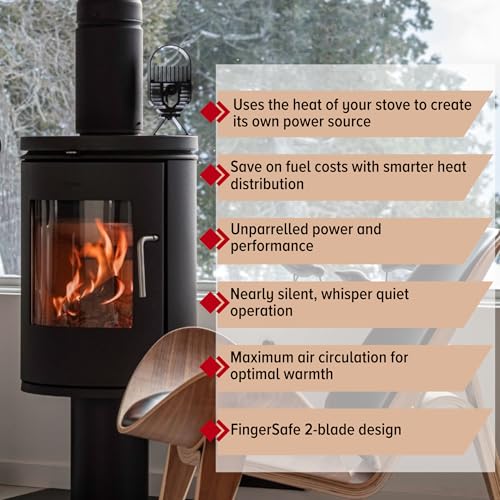 Ecofan AirDeco I Heat Powered Stove Fan - Powerful Modern Design, Low Start Temperature Technology Ideal for Wood, Gas, Pellet & Soapstone Stoves - Circulates Warm Air Efficiently & Reduces Fuel Cost - Image 3