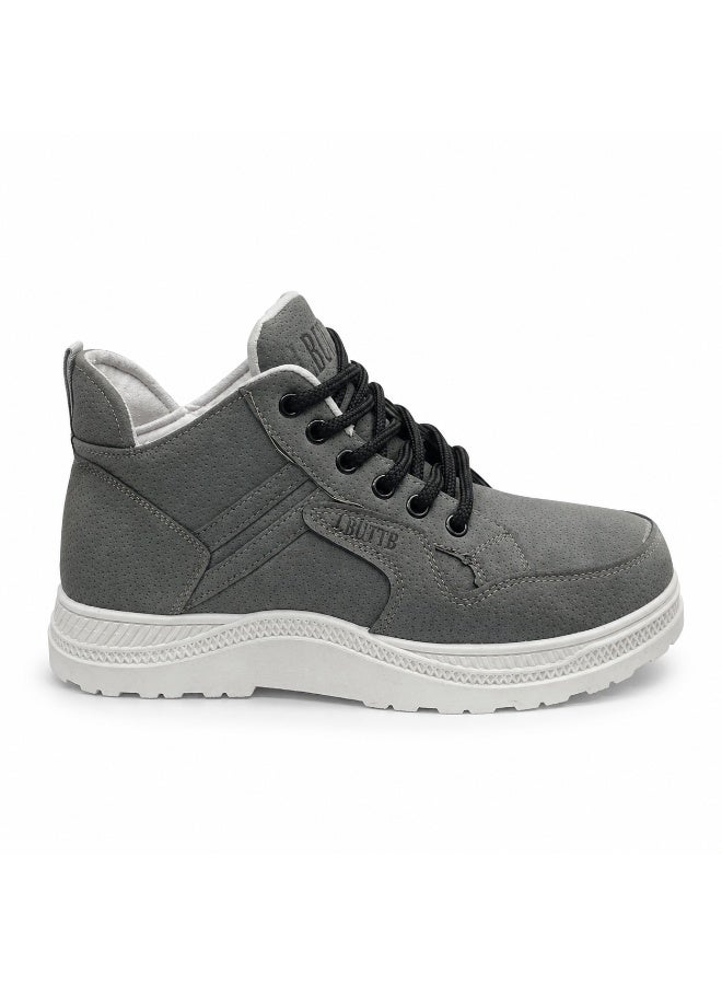 Men’s Casual Ankle-High Lace-Up Shoes – Perforated Upper with Padded Collar and Rugged Lugged Outsole for Everyday Wear - Image 3