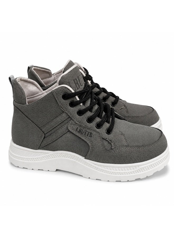 Men’s Casual Ankle-High Lace-Up Shoes – Perforated Upper with Padded Collar and Rugged Lugged Outsole for Everyday Wear - Image 4