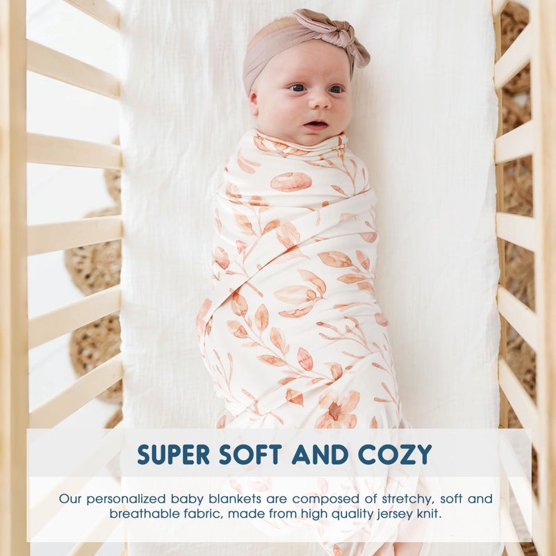 GRSSDER Baby Swaddle Blankets 2 Pack, Super Soft Jersey Knit Baby Quilt Blankets for Baby Girls, Double Layer Receiving Blankets 34 x 44 Inches Extra Large for Swaddling, Pink Flowers Season - Image 5