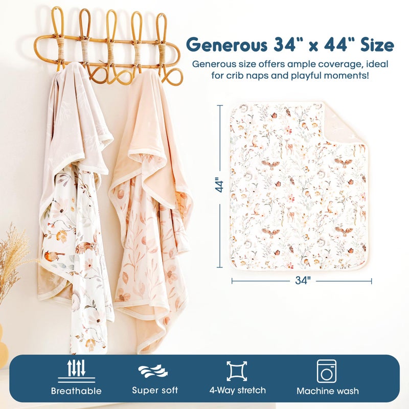 GRSSDER Baby Swaddle Blankets 2 Pack, Super Soft Jersey Knit Baby Quilt Blankets for Baby Girls, Double Layer Receiving Blankets 34 x 44 Inches Extra Large for Swaddling, Pink Flowers Season - Image 2