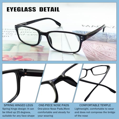 Kerecsen 4 Pack Reading Glasses for Men and Women with Spring Hinges, Lightweight Black Rectangular Readers Eyeglasses (2 Tortoise 1Black 1Gray Lens, 1.00, x) - Image 3