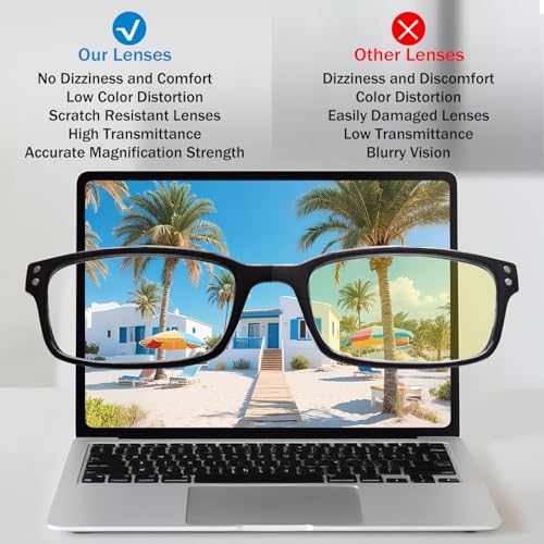 Kerecsen 4 Pack Reading Glasses for Men and Women with Spring Hinges, Lightweight Black Rectangular Readers Eyeglasses (2 Tortoise 1Black 1Gray Lens, 1.00, x) - Image 5
