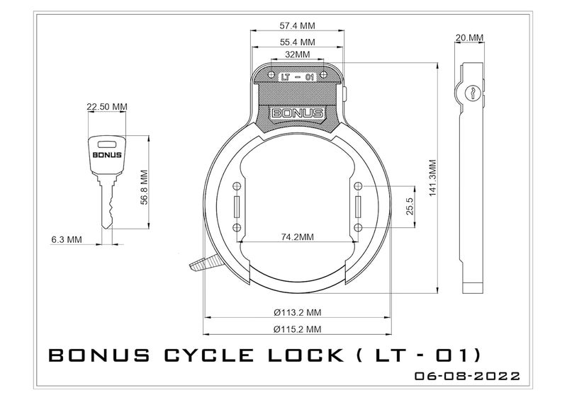 Bonus Cycle Lock LT-01 (Side Key) (Green) - Image 3