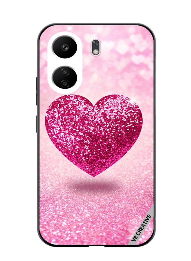 VR CREATIVE Protective Case Cover For Xiaomi Redmi 13C Pink Glitter Heart Design Multicolour - Image 1