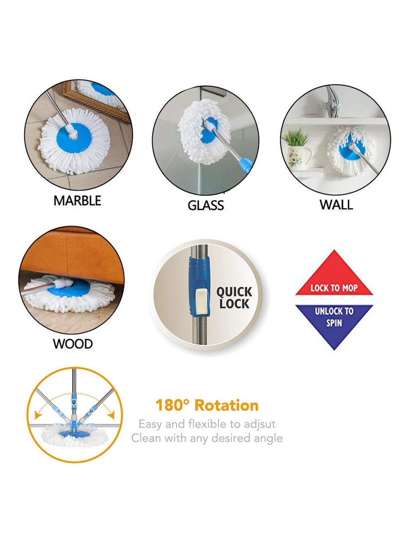 Whitecloud TRANSFORMING HOMES Whitecloud TRANSFORMING HOMES 360 Spin Mop Stick with 2 Microfiber Head Blue  - Image 5