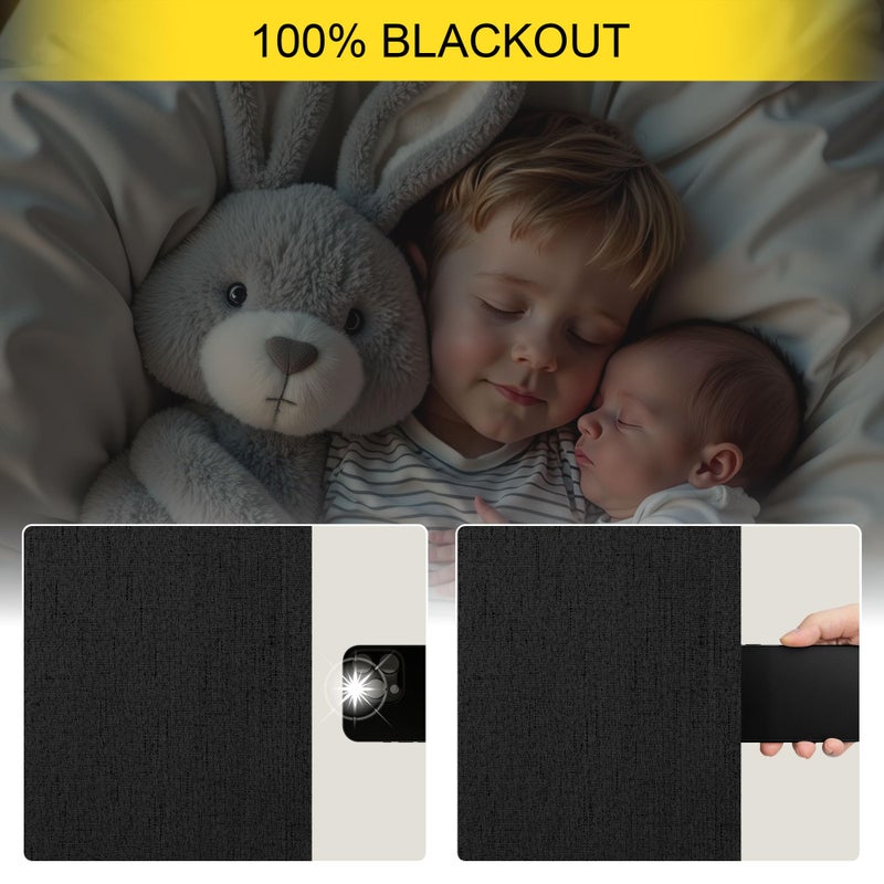 Pitalk Black Curtains 84 Inches Long for Bedroom 2 Panel Set Linen Textured Total Blackout Thermal Insulated Darkening Dark Curtains Black Out Shades for Living Room Floor Length Window Drape Back Tab Pocket - Image 4