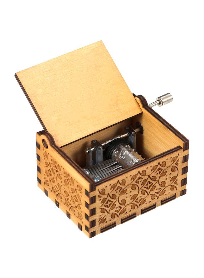 NIBEMINENT Vintage Engraved Hand Operated Wooden Musical Box Brown/Beige 65x50x39millimeter  - Image 1