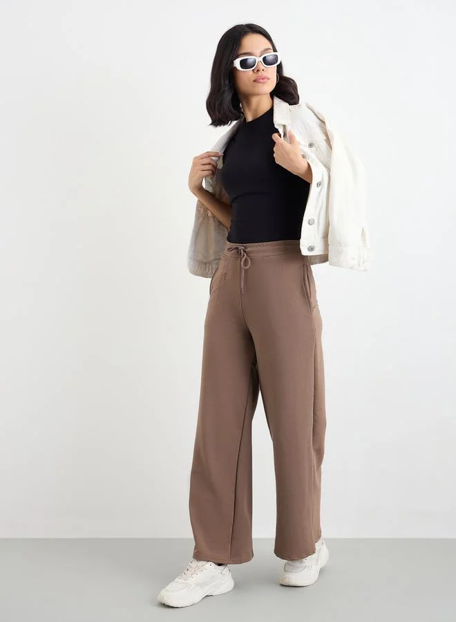 Styli Wide Leg Joggers with Side Pocket