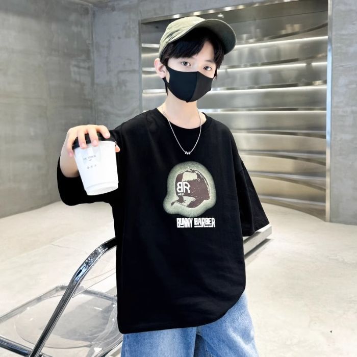 Children'S Pure Cotton Short-Sleeve T-Shirt 2026 New Summer Stylish Printed Class Uniform Trendy Top For Older Kids - Image 1