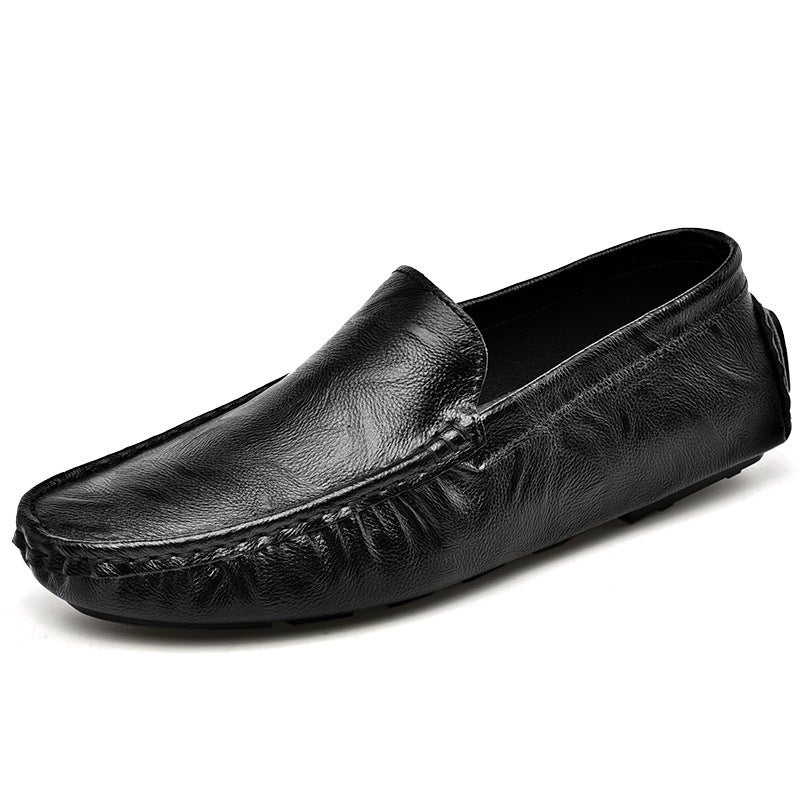 New Men'S Simple And Versatile Casual Large Size Beanie Shoes, Comfortable Soft Sole, Non-Slip, Breathable, Slip-On Driving Leather Shoes For Men - Image 1