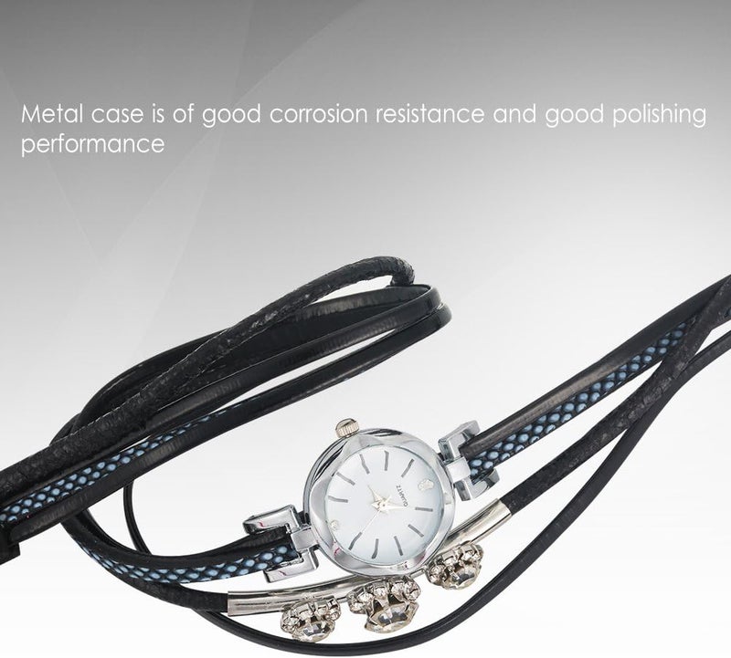 klarako Watches fo Women, Rhinestone PU Strap Round Dial Quartz Bracelet Watch Wristwatch - Image 5