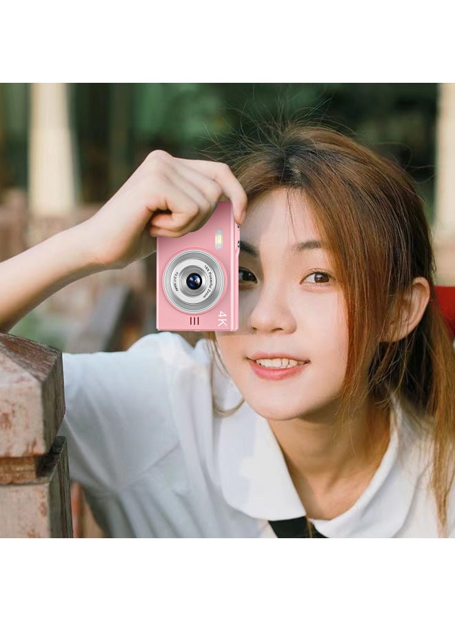 كاميرا رقمية صغيرة محمولة عالية الدقة لحفلات الطلاب في الحرم الجامعي مقاس 2.4 بوصة، كاميرا CCD صغيرة محمولة - لون الجسم: وردي + بطاقة ذاكرة 64 جرام + قارئ بطاقات + محول - Image 4