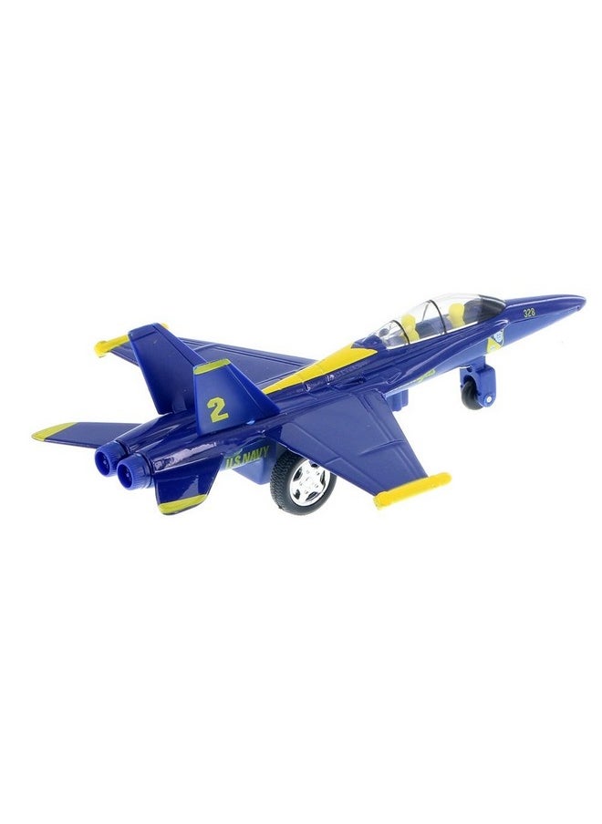 Playmaker Toys Playmaker Toys 🛦 United States Navy Blue Angels F/A-18 Super Hornet Fighter Jet 9inch Die Cast Metal Model Toy w/Pullback Action  - Image 2