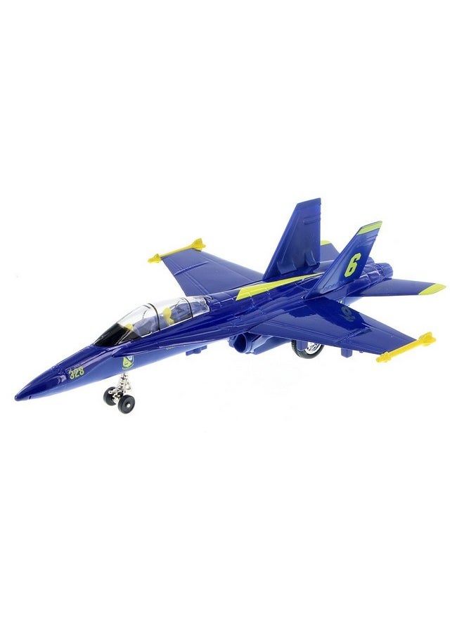 Playmaker Toys Playmaker Toys 🛦 United States Navy Blue Angels F/A-18 Super Hornet Fighter Jet 9inch Die Cast Metal Model Toy w/Pullback Action  - Image 1