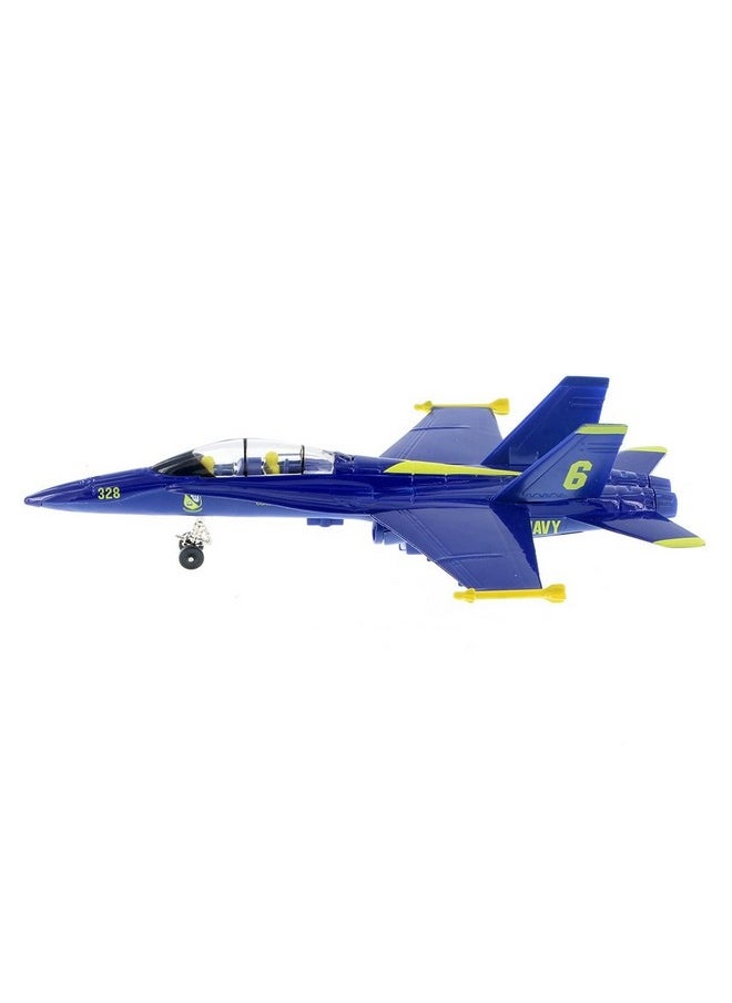 Playmaker Toys Playmaker Toys 🛦 United States Navy Blue Angels F/A-18 Super Hornet Fighter Jet 9inch Die Cast Metal Model Toy w/Pullback Action  - Image 3
