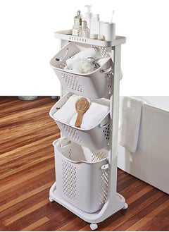 DubaiGallery Multi-functional Storage Bin Organizer Laundry Rack Laundry Hamper Laundry Basket Laundry Sorter Cart Bathroom Product Toiletries Organizer Heavy Duty Movable with Feet Brake Storage Organizer  - Image 3