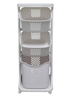DubaiGallery Multi-functional Storage Bin Organizer Laundry Rack Laundry Hamper Laundry Basket Laundry Sorter Cart Bathroom Product Toiletries Organizer Heavy Duty Movable with Feet Brake Storage Organizer  - Image 2