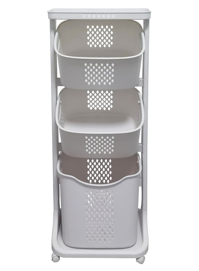 DubaiGallery Multi-functional Storage Bin Organizer Laundry Rack Laundry Hamper Laundry Basket Laundry Sorter Cart Bathroom Product Toiletries Organizer Heavy Duty Movable with Feet Brake Storage Organizer - Image 2