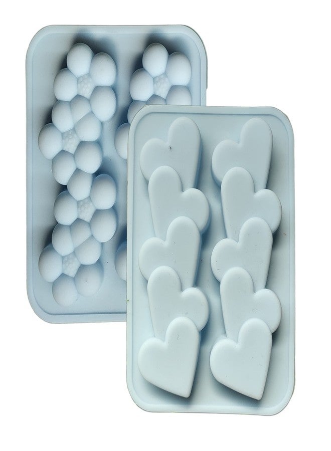Undy 2 Cavity Flower Shape Candle Mould, Joint Heart Candle Mould for Candle Making Multi-Purpose Silicone Mould for Chocolate Resin soap (4.5 x 3.7 x 0.5 Inch) Pack of 2 - Image 1