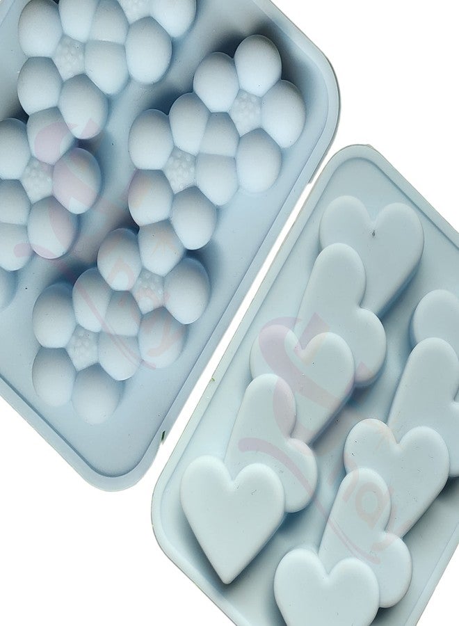 Undy 2 Cavity Flower Shape Candle Mould, Joint Heart Candle Mould for Candle Making Multi-Purpose Silicone Mould for Chocolate Resin soap (4.5 x 3.7 x 0.5 Inch) Pack of 2 - Image 2